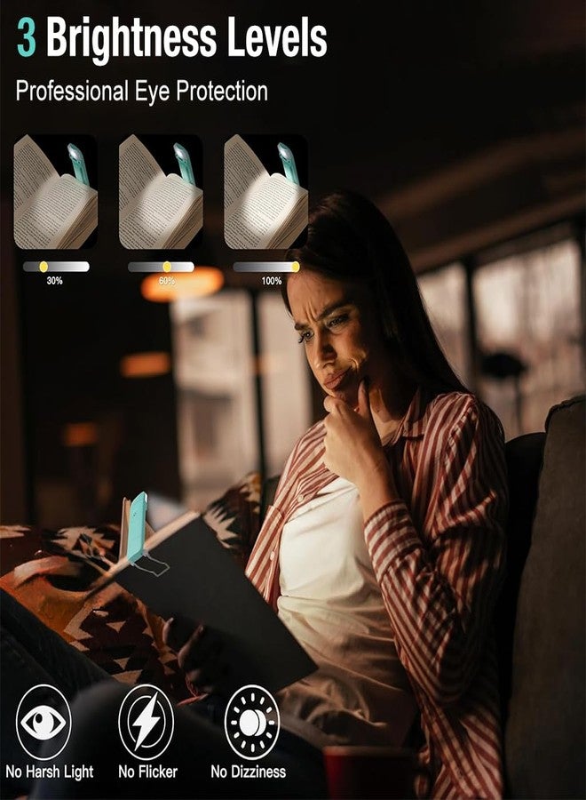 ELEPHANTBOAT® USB Rechargeable Book Reading Light with Brightness Adjustable for Eye-Protection, 3 Modes LED Clip-on Light Kid Book Light, Portable Bookmark Light for Books in Bed at Night (Blue) - Image 2