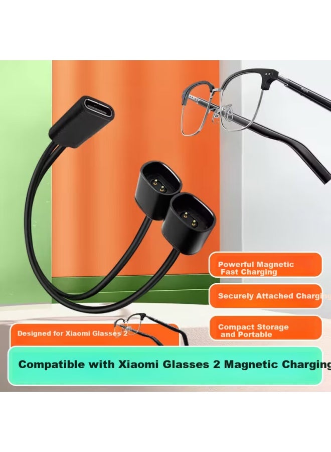 Trendy Style Chic Style Charging Cable And Charger For Xiaomi Eyeglasses 2, Mijia Smart Audio Eyeglasses 2Nd Generation Magnetic Charging Cable One For Two Charging Cord Power Accessories - Image 1