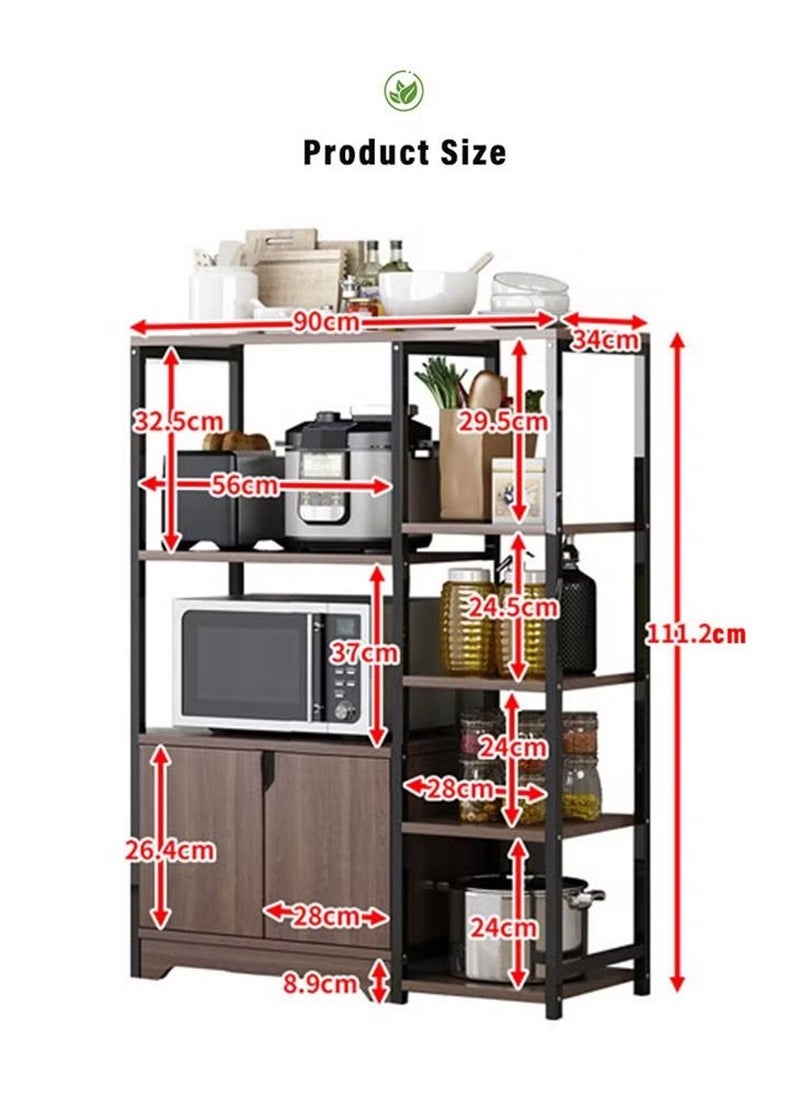 AGD - 4-Tier Kitchen Rack with Storage Cabinet Multi Function Microwave Oven Stand Spice Holder Save Space Organizer Shelf for Utensils Vegetable Fruit - Image 1