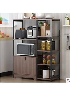 4-Tier Kitchen Rack with Storage Cabinet Multi Function Microwave Oven Stand Spice Holder Save Space Organizer Shelf for Utensils Vegetable Fruit
