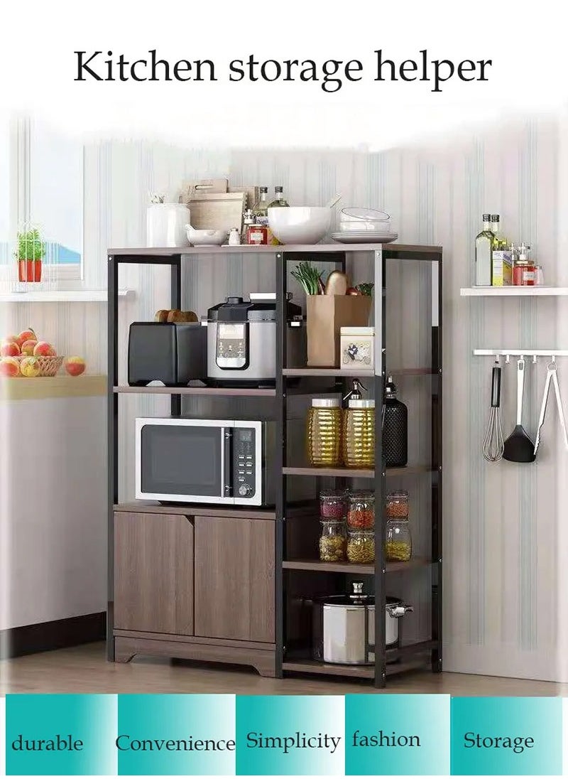 AGD - 4-Tier Kitchen Rack with Storage Cabinet Multi Function Microwave Oven Stand Spice Holder Save Space Organizer Shelf for Utensils Vegetable Fruit - Image 1