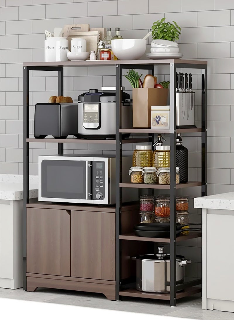 AGD 4-Tier Kitchen Rack with Storage Cabinet Multi Function Microwave Oven Stand Spice Holder Save Space Organizer Shelf for Utensils Vegetable Fruit - Image 2