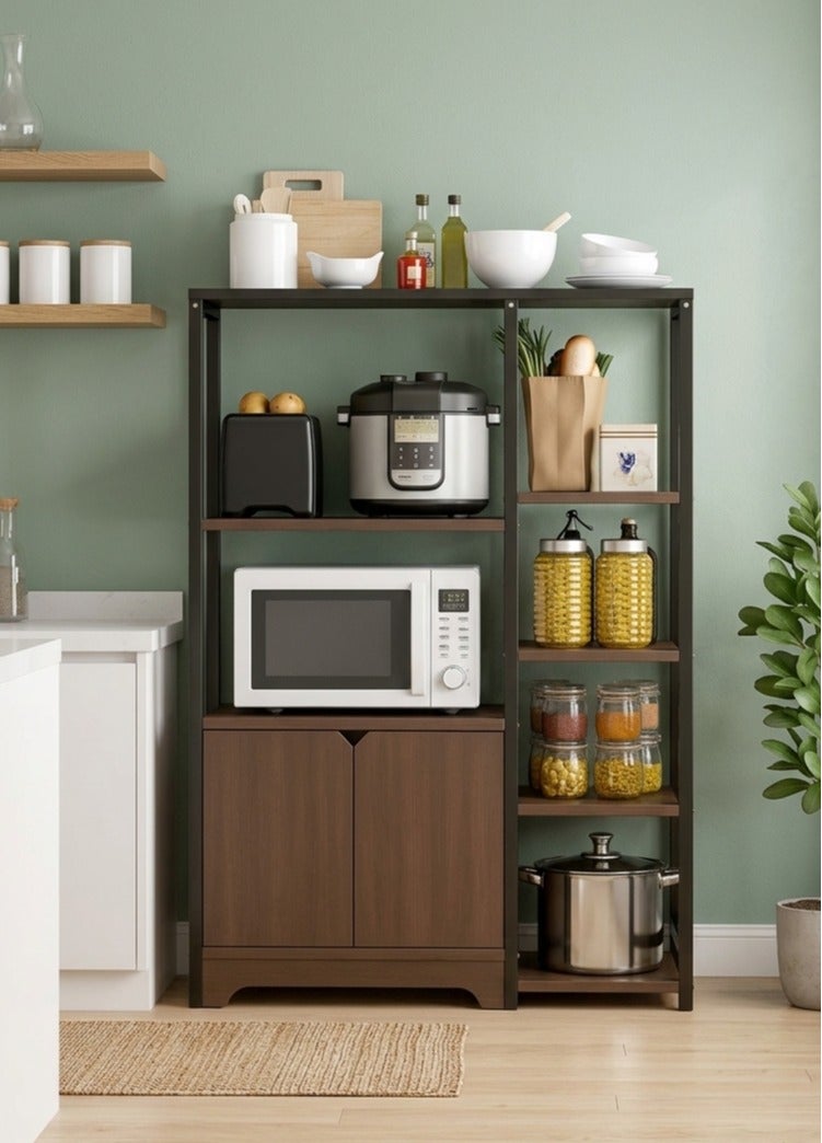AGD 4-Tier Kitchen Rack with Storage Cabinet Multi Function Microwave Oven Stand Spice Holder Save Space Organizer Shelf for Utensils Vegetable Fruit - Image 4