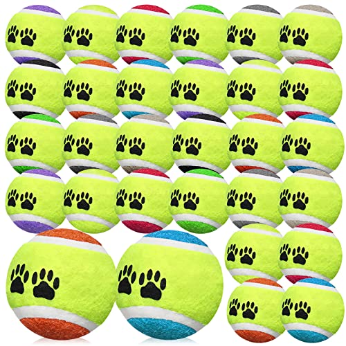 Yunsailing 30 Pcs Dog Tennis Balls Pet Tennis Ball Dog Balls Puppy for Training Mini Ball Rubber Toys for Small Medium Large Dogs Outdoor Indoor Playing Multi Color - Image 1