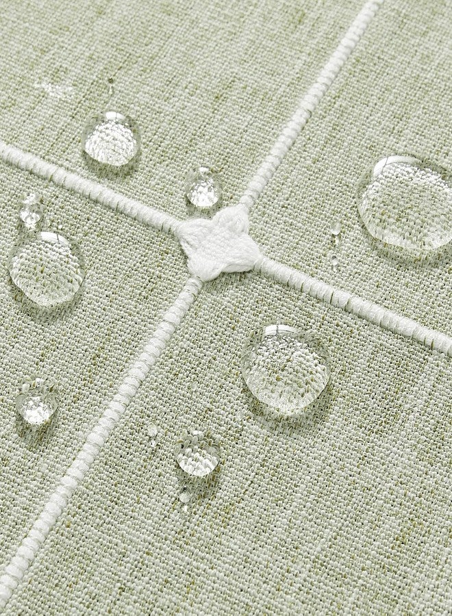 ZeeMart Boho Grid Table Cloth with Tassels (Sage Green, 60" Round), Heavy Weight Linen Checked Embroidered Farmhouse Tablecloth, Water Resistant Round Green Tablecloths - Image 5