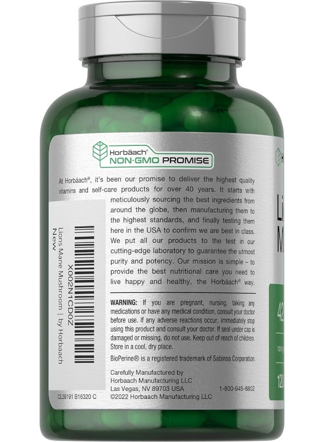 Horbaach Lion's Mane Mushroom Extract | 4200mg | 120 Capsules | Vegetarian, Non-GMO, Gluten Free Supplement | by Horbaach - Image 3
