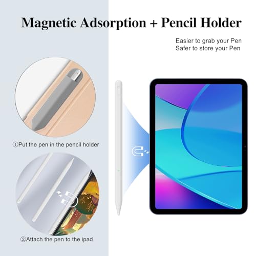 Milikilo Stylus Pen for iPad 11th&10th Generation,Milikilo Pen with Pencil Holder,Palm Rejection,for Air11&13"(M2/M3), Pad Pro 11"&13"(M4),iPad 6-11th,iPad Pro 11"/12.9 ", iPad Air 3/4/5,Mini 5/6 - Image 3