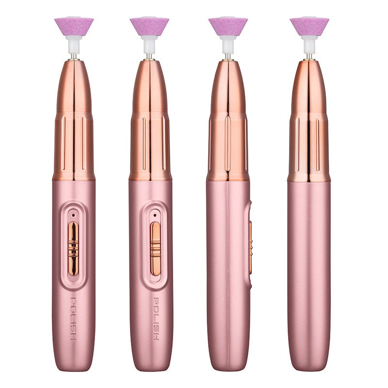 Electric portable nail salon special nail grinder manicure to remove dead skin nail removal five-in-one nail art special tool Rose gold [polishing pen]]