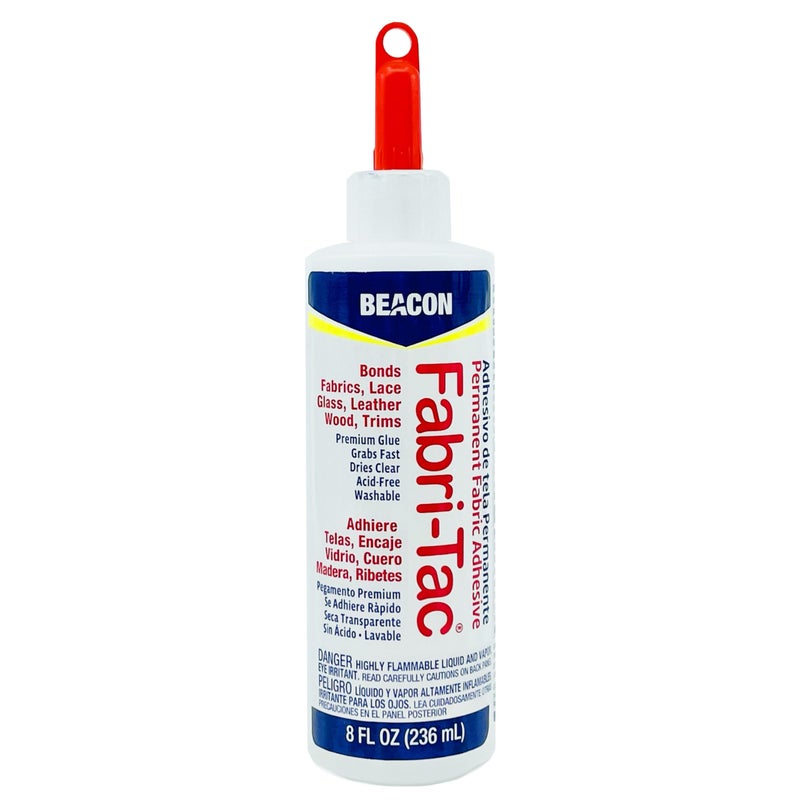 Beacon Fabri-Tac Permanent Adhesive, 8 Ounce Bottle - Premium Crafting & Fabric Glue
