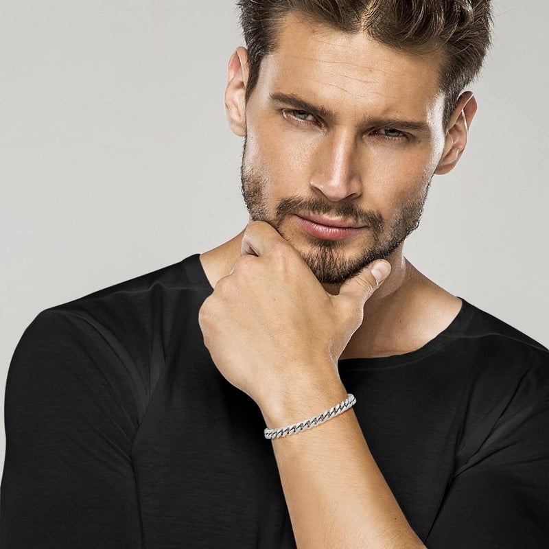 Miabella Italian 925 Sterling Silver Thick Solid Cuban Link Curb Chain Bracelet for Men, 3.2mm, 5mm, 7mm Made in Italy (7.5, 7mm) - Image 5