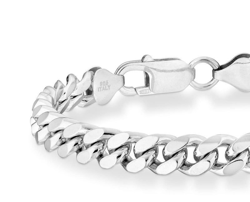 Miabella Italian 925 Sterling Silver Thick Solid Cuban Link Curb Chain Bracelet for Men, 3.2mm, 5mm, 7mm Made in Italy (7.5, 7mm) - Image 3