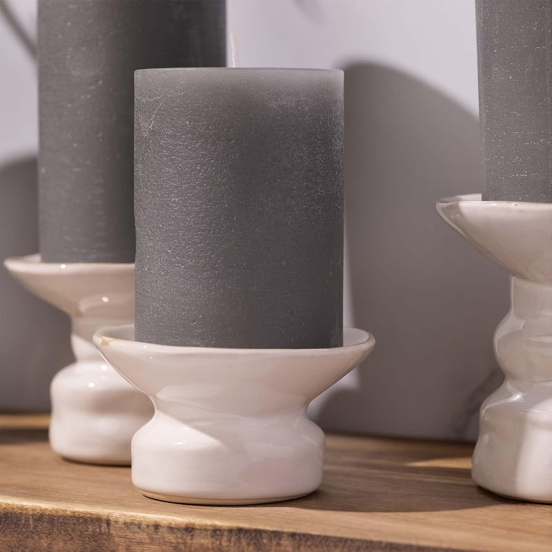 bask Mottled Unscented Cool Grey Pillar Candles Set of 3 - Dripless Large Smokeless Pillar Candles for All Occasions - Image 5