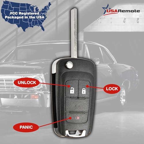 USARemote Car Key Fob Keyless Entry Remote Flip fits 2010-2017 Chevy Equinox, Sonic, Terrain (OHT01060512 3-btn) - Image 3