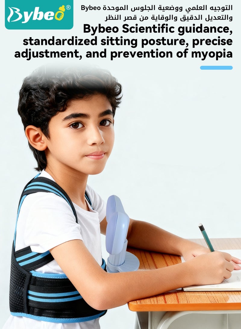 بيبو قطعتان من مصحح وضعية الجلوس للأطفال، دعامات الظهر، مصححات وضعية مكتب الأطفال، حزام دعم الظهر والكتف للأطفال، تقويم الظهر للطلاب الذين يقرؤون ويكتبون، ارتفاع وزاوية قابلان للتعديل - Image 4