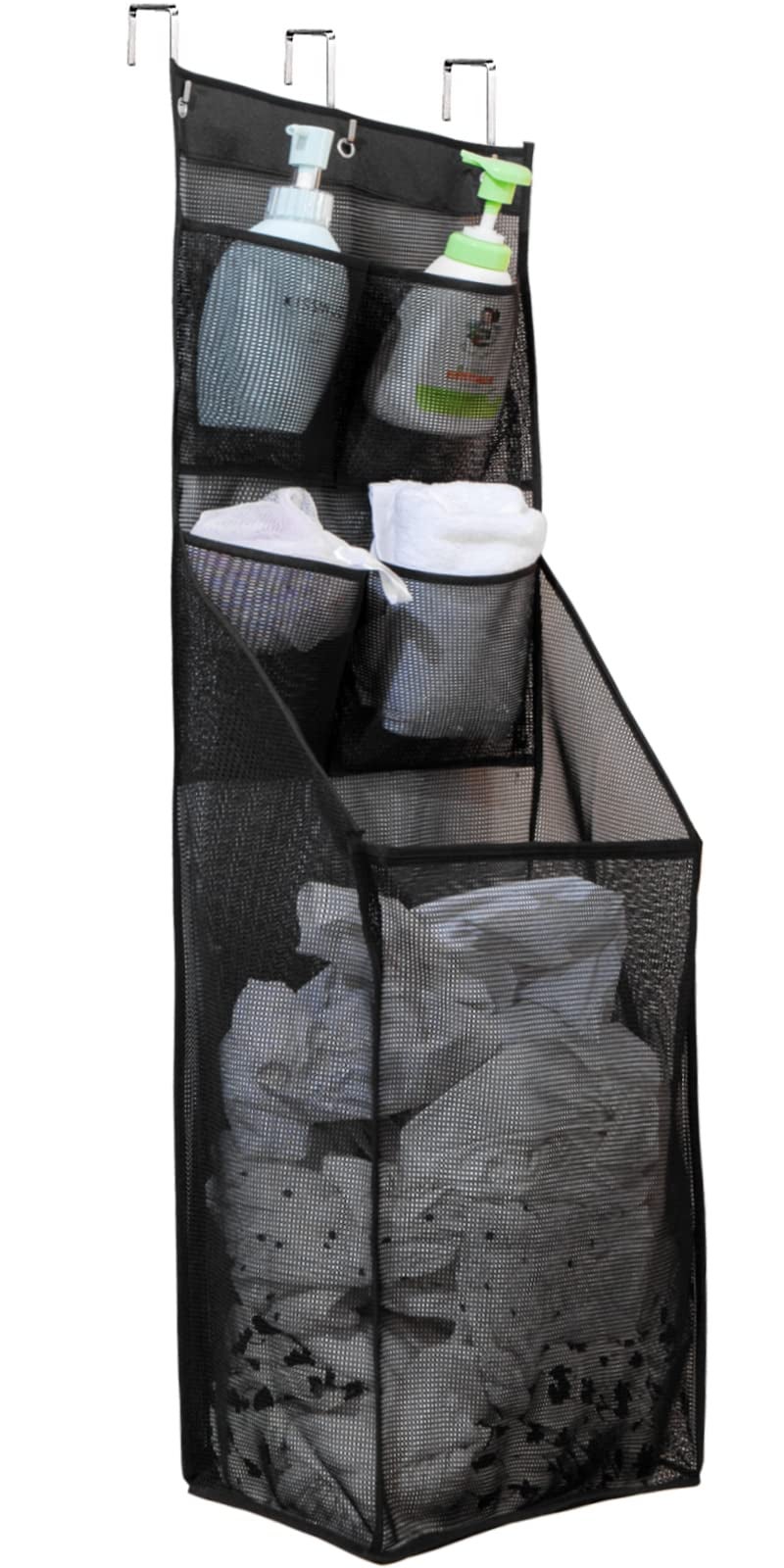 ALYER Multifunctional Over The Door Laundry Basket,Behind The Door Storage Organizer for Laundry,RV,Dorm,Bathroom,Bedroom,Pantry, Nursery,Kitchen,Black - Image 1