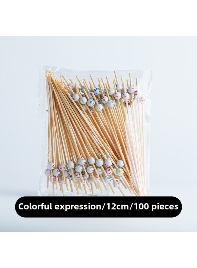 Disposable Fruit Fork Fruit Sticks Bamboo Sticks Flower Sticks Sugar-Coated Berry String Sticks Cocktail Sandwich Sticks Dessert Decoration-Color:(Hot) White Expression ]  - Image 1
