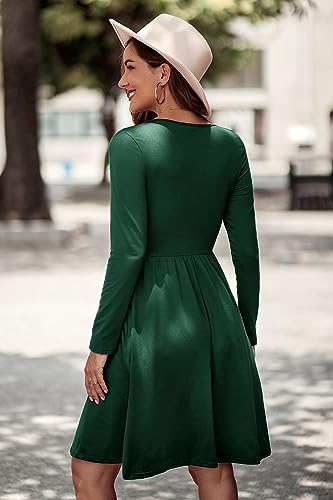 ULTRANICE Green Long Sleeve Womens Dresses 2025 Fashion Clothes Trendy Spring V Neck Casual Wedding Guest Dresses Semi Formal Party Vavation Outfits Plus Size Dress with Pockets(Green D,S) - Image 5