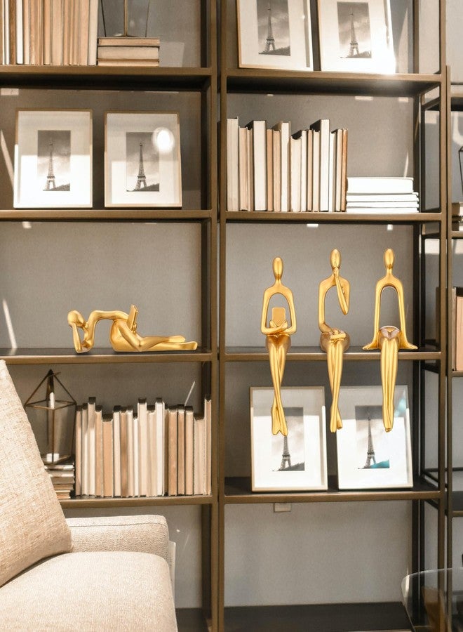 CYYKDA مجموعة تماثيل المفكر الذهبي من CYYKDA لتزيين رفوف الكتب - زيّن منزلك أو مكتبك أو رفوفك بمنحوتات فنية تجريدية - هدية مثالية لأعياد الميلاد، الكريسماس، عيد الشكر، أو كهدية للأم - Image 5