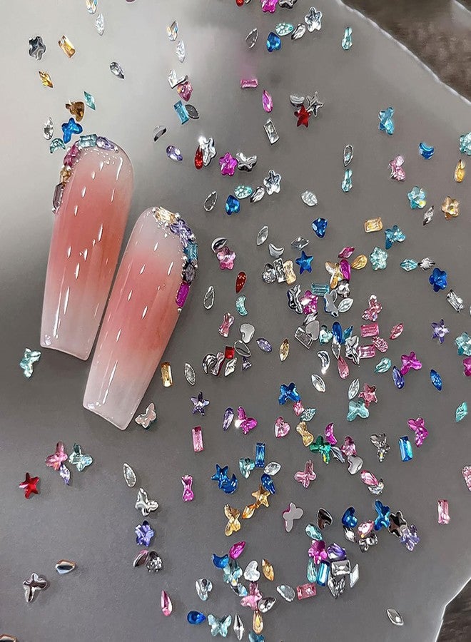 LYLYNB 1440Pcs Colorful Nail Gems and Rhinestones Bling 3D Flat Back Nail Charms Mini Butterfly Star Flower Design Cute Nail Art Charms Kawaii Nail Diamonds for Women Nail Accessories DIY Supplies - Image 3