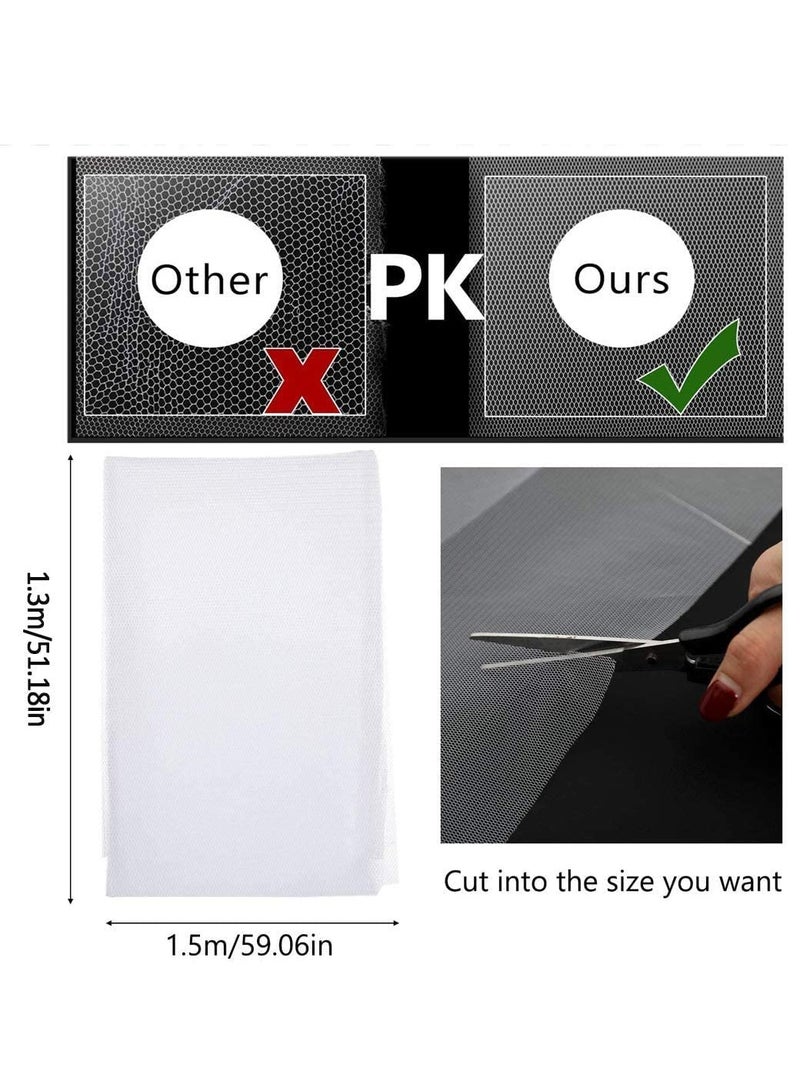 شبكات شاشة الطيران 3 عبوات 1.3م × 1.5م مجموعة واقي من البعوض والحشرات مع لاصق ذاتي لشرائط tape شفاف قابل للقطع دون حفر واقي من الحشرات والنحل أبيض للنافذة - Image 4