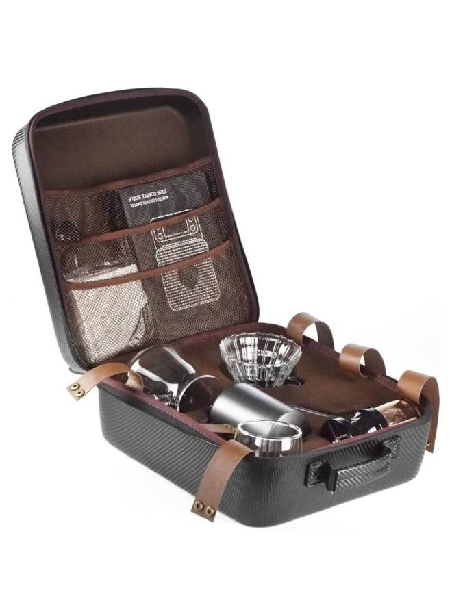 No branded Coffee Maker 9-Piece Gift Set with Goose Neck Kettle, Digital Scale, Double Walled Glass Mug, Manual Grinder, Glass Server & Dipper - Image 1