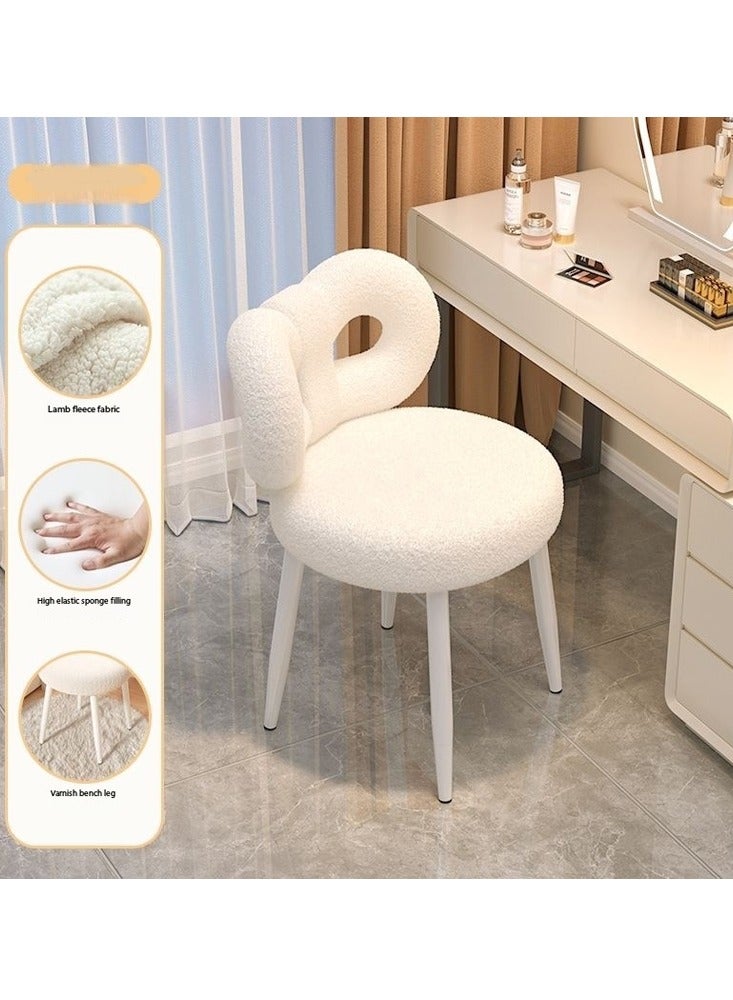 Kutis 1-Piece Metal Makeup Chair Off-White 33x33x67 cm  - Image 1