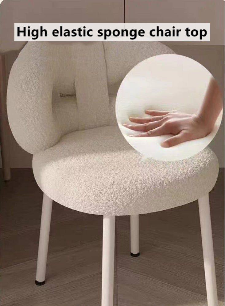 Kutis 1-Piece Metal Makeup Chair Off-White 33x33x67 cm  - Image 5