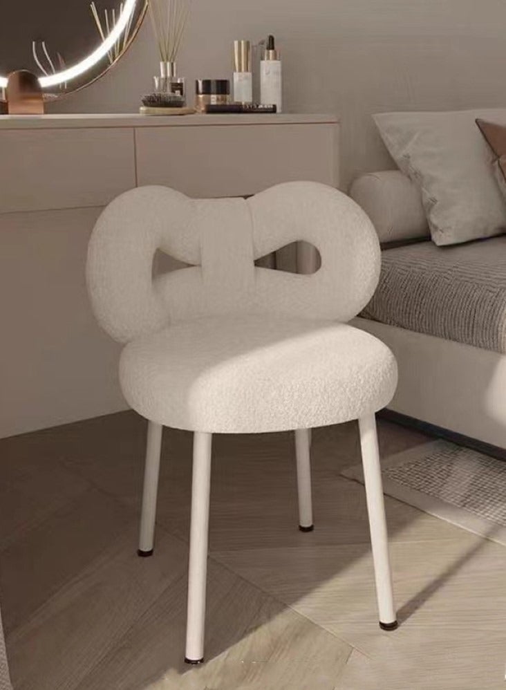 Kutis 1-Piece Metal Makeup Chair Off-White 33x33x67 cm  - Image 2
