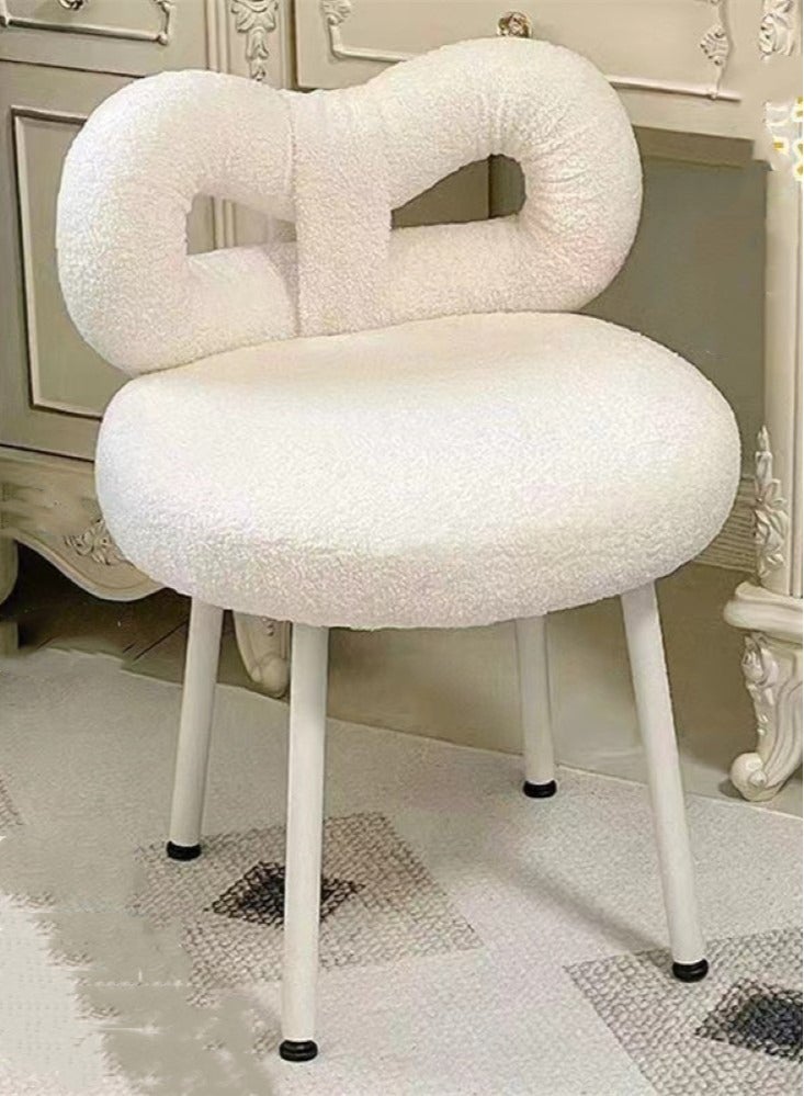 Kutis 1-Piece Metal Makeup Chair Off-White 33x33x67 cm  - Image 3