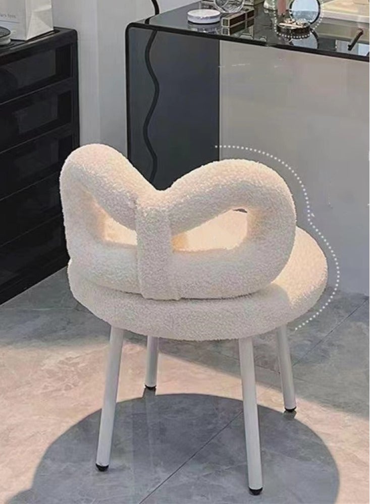 Kutis 1-Piece Metal Makeup Chair Off-White 33x33x67 cm  - Image 4