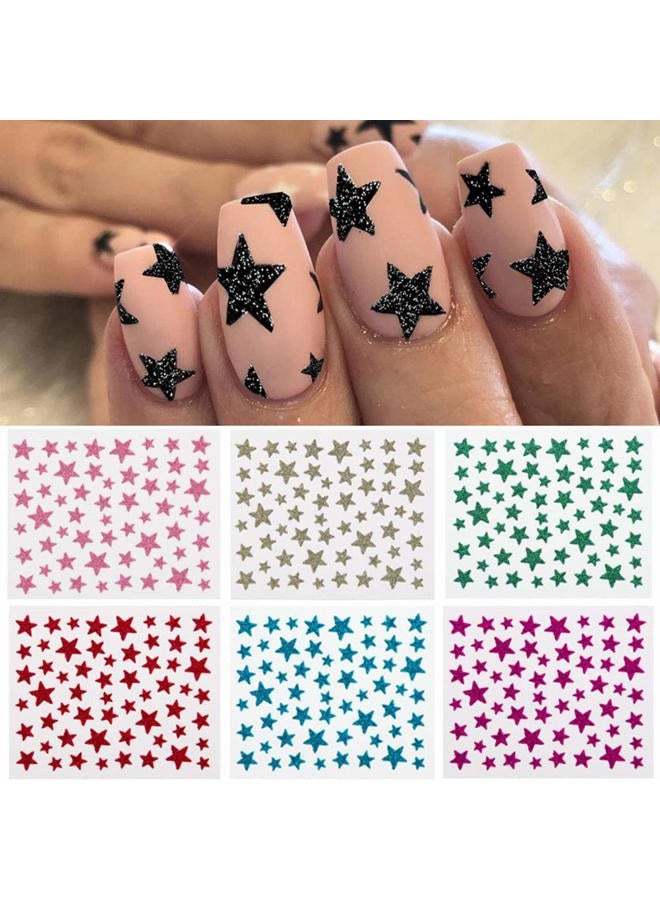 VIUJUH VVS Star Nail Art Stickers Decals Nail Art Supplies 3D Self-Adhesive Nail Slider Stars Stickers Glitter Shiny Decoration Decal Transfer Adhesive Colorful Nail Art Tips Manicure 10 Sheets (Colorful) - Image 2