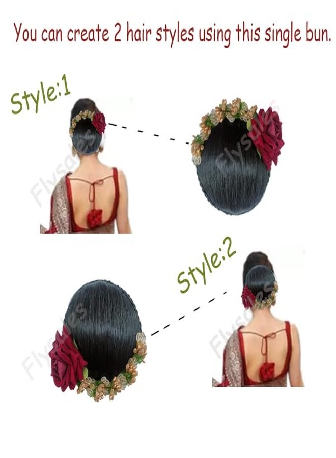 كعكة شعر صناعية من فلاي سيلز®، إكسسوارات شعر، وصلات شعر، شعر مستعار، كعكة شعر للنساء والفتيات، أسود طبيعي (أسود) (كعكة شعر مزينة ببروش) - Image 2