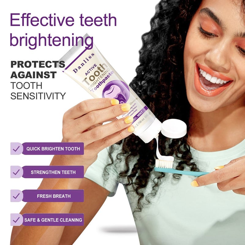 Danliss Active Brightening Toothpaste 60g - Cool Mint Flavor, Gentle Cleaning, Strong Teeth & Bright Smile - Image 4