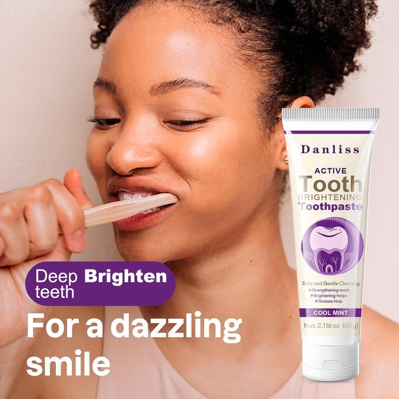 Danliss Active Brightening Toothpaste 60g - Cool Mint Flavor, Gentle Cleaning, Strong Teeth & Bright Smile - Image 2