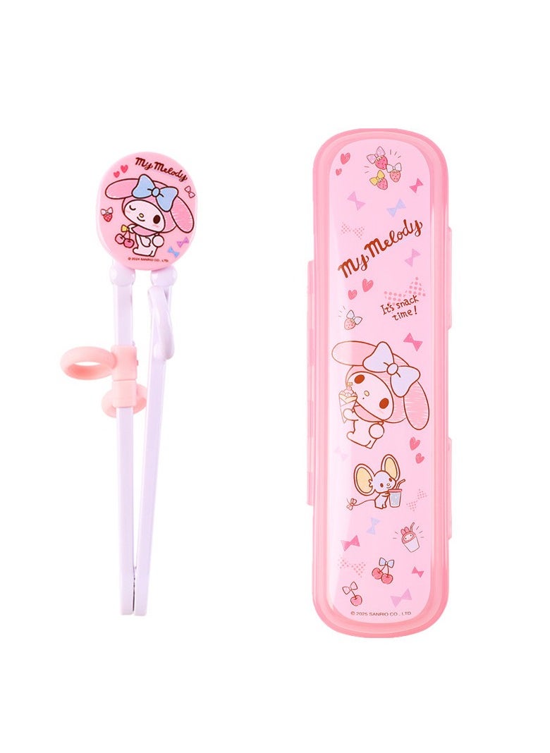 CMGTYYD Training Chopsticks Set For Kids And Beginners, Right-Handed Tranining Chopsticks With Case, Chopstick Spoon Fork And Case Set, BPA Free Dishwasher Safe, Right Handed Only (Pink)  - Image 1