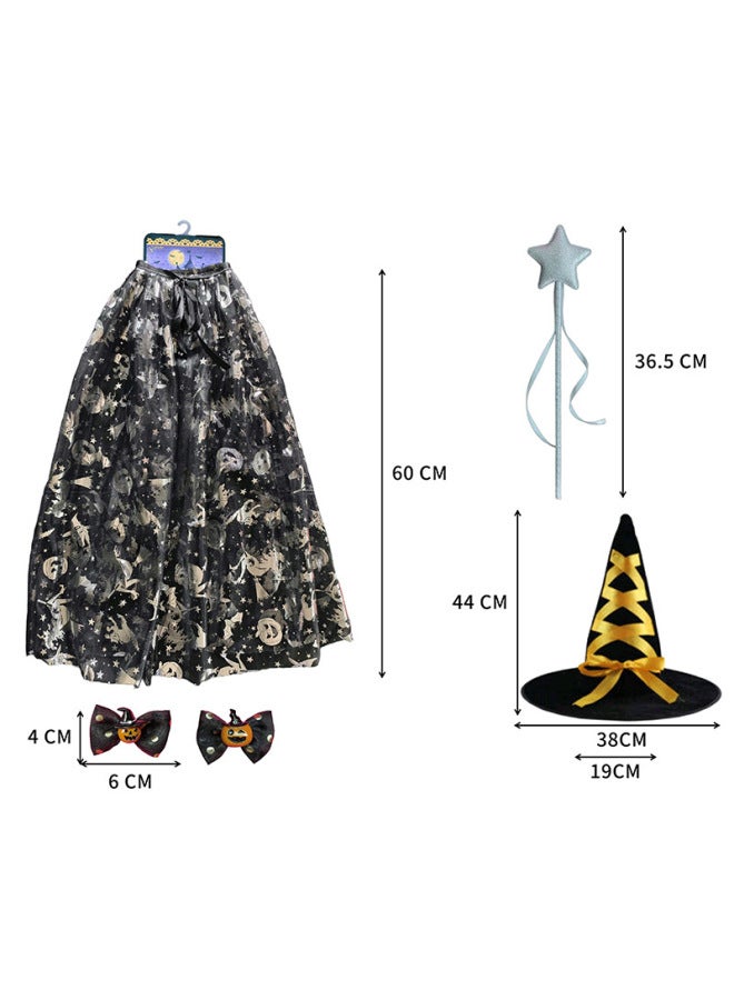 إسكدنيا تنورة أداء حفلات ال للأطفال عبر الحدود، أجنحة عنكبوت، طوق شعر، دعامات فستان المسرح، 5 قطع - اللون: عباءة، قبعة، عصا خرافية، مشبك شعر، مجموعة من 5 قطع - Image 1