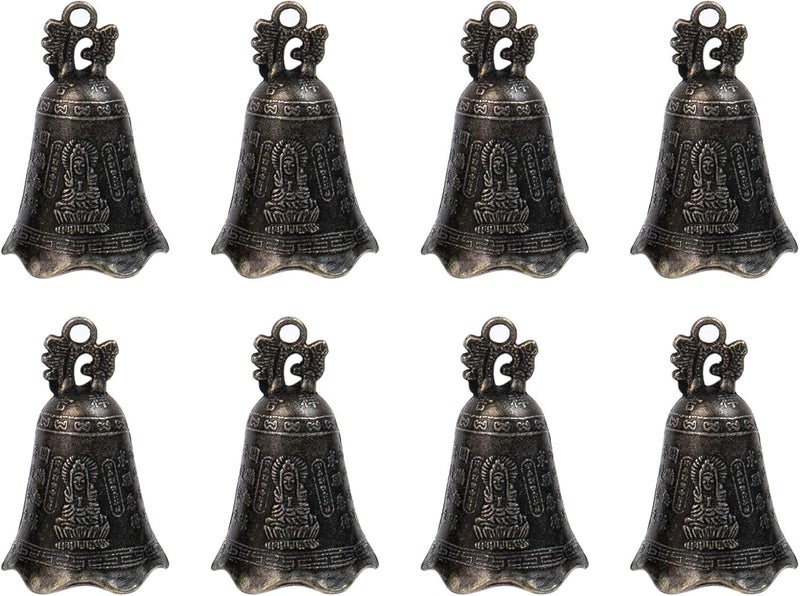 AUEAR , 10 Pieces Craft Bells Small Bronze Buddhism Vintage Tinkle for Hanging Wind Chimes Making Crafts Christmas Wreath Decor, 2 x 1.2 Inch - Image 1