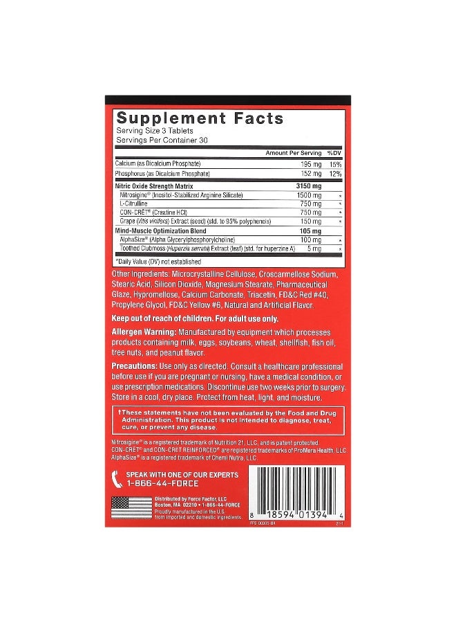 Force Factor Force Factor, Volcano Extreme, Intense NOx-Boosting Muscle Builder, 90 Tablets  - Image 2