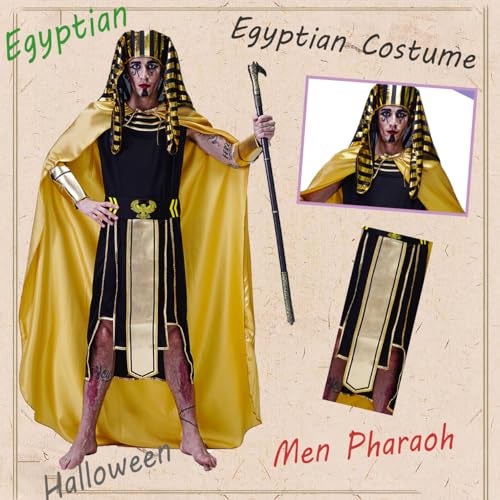 DSplay Men Egyptian Costume Cosplay Adult Pharaoh Halloween Party - Image 3