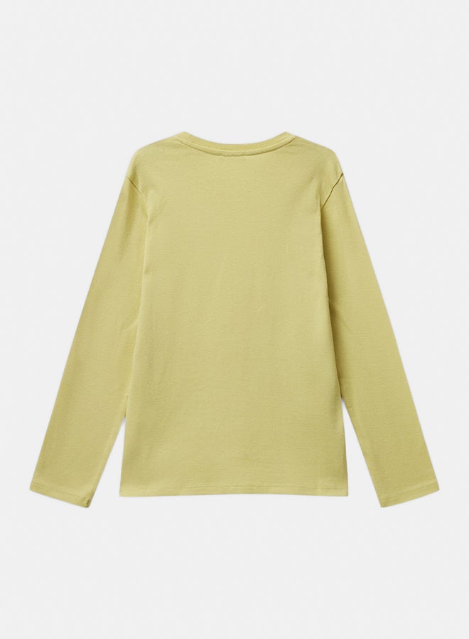Benetton Girls Cotton T-shirt with glitter print - Image 3