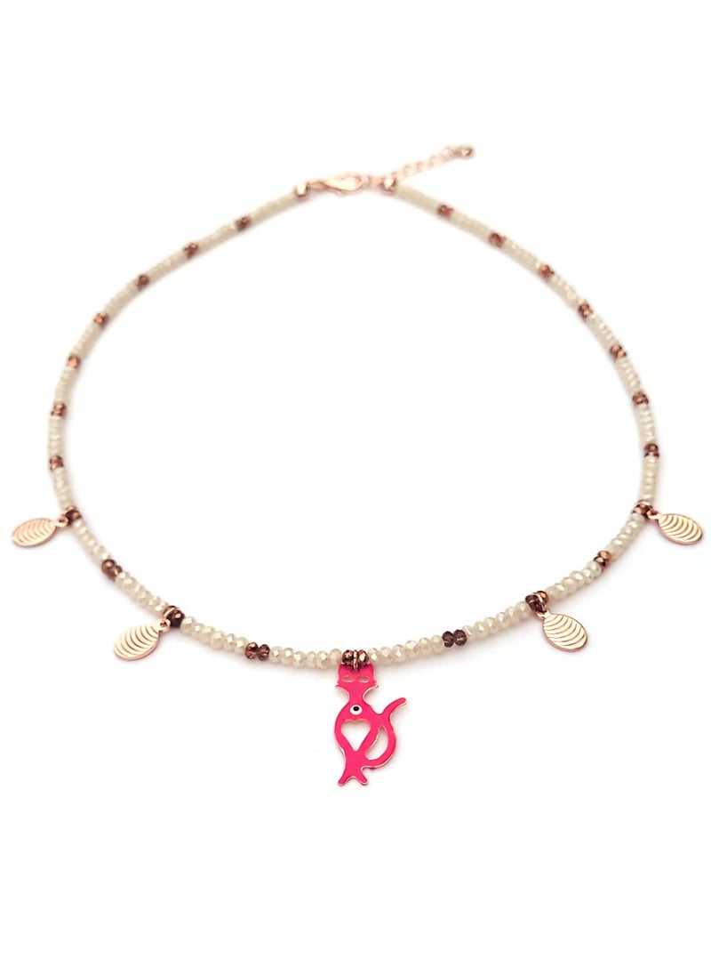 Alwan Crystal Necklace with a Cat Pendant  - Image 1