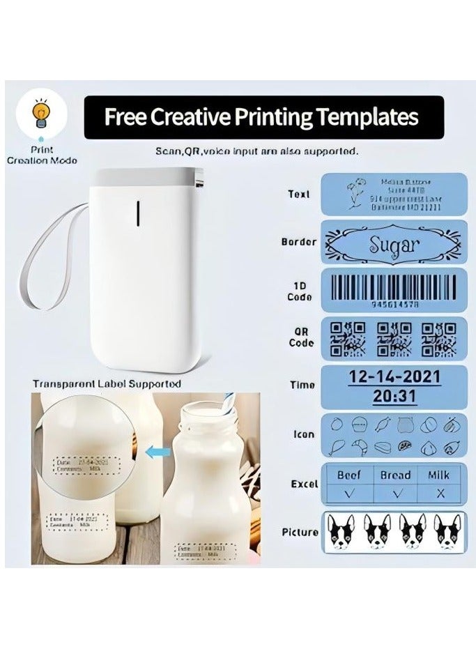 إسكدنيا D11 Label Maker Machine, Label Printer Tape Included Portable Wireless Connection Multiple Templates Available for Phone Easy to Use Office Home Organization USB Rechargeable - Image 4