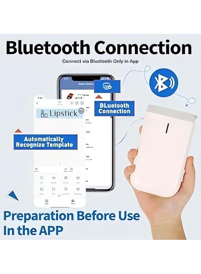إسكدنيا D11 Label Maker Machine, Label Printer Tape Included Portable Wireless Connection Multiple Templates Available for Phone Easy to Use Office Home Organization USB Rechargeable - Image 2