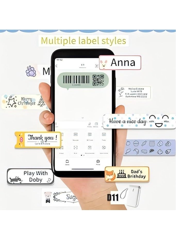 إسكدنيا D11 Label Maker Machine, Label Printer Tape Included Portable Wireless Connection Multiple Templates Available for Phone Easy to Use Office Home Organization USB Rechargeable - Image 5