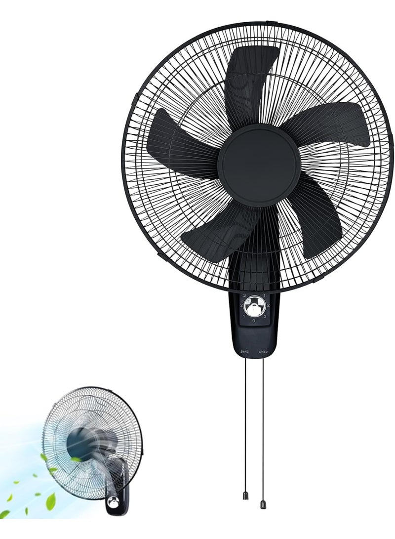 Jorunb Wall Fan 16 inch,3 Speed with Oscillating & Overheat protected | Wall Mount Cooling Fan for Home,Green House,Work Room or Office Use (Black) - Image 1