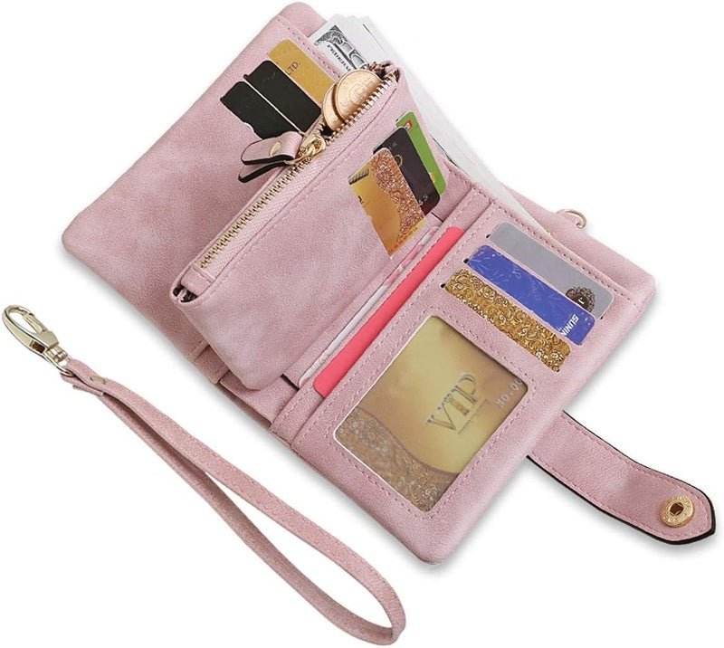 AOXONEL Women's Small Bifold Leather wallet Rfid blocking Ladies Wristlet with Card holder id window Coin Purse - Image 4
