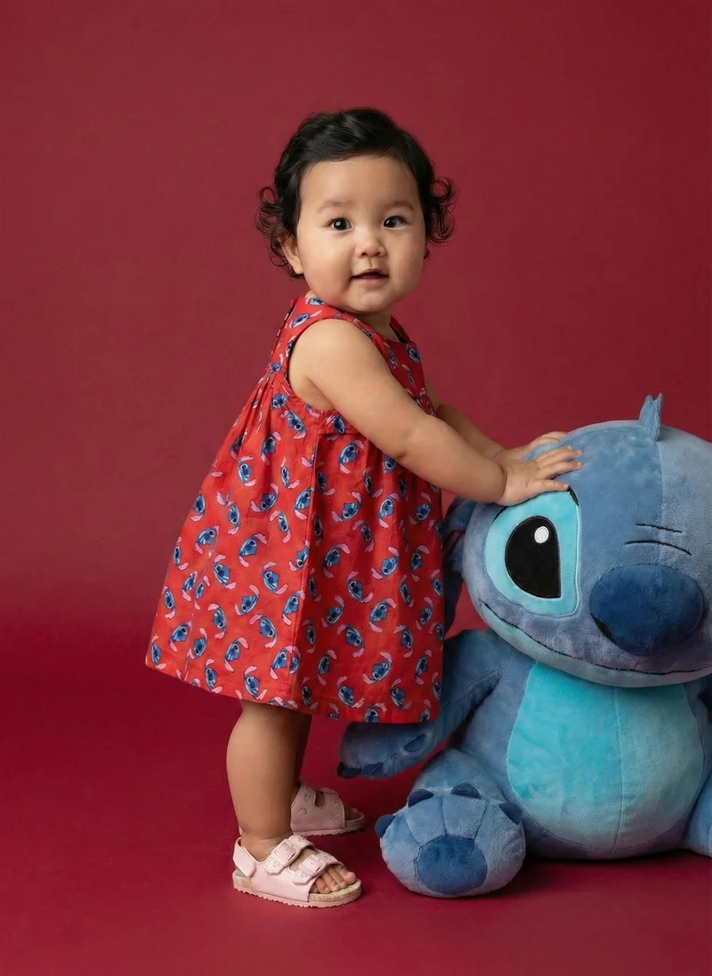 Nautinati Nautinati Baby Girls' 100% Cotton All-over Disney Lilo & Stitch Print A-line Frilled Dress