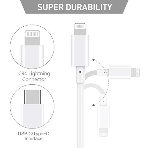 Suswillhit USB C to Lightning Cable 6Ft Apple MFi Certified Power Delivery Fast Charger Cable for iPhone 12/12 Mini/12 Pro/12 Pro Max/11 Pro/11 Pro Max/X/XS/XR/XS Max/8/8 Plus/iPad/AirPods(White) - Image 2