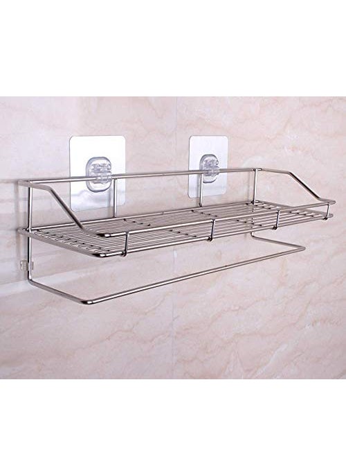 divinezon - divinezon Metal 2 Layer Kitchen Bathroom Shelves with Napkin Holder, 40.2 X 11.5 X 15 cm, Silver - Image 1