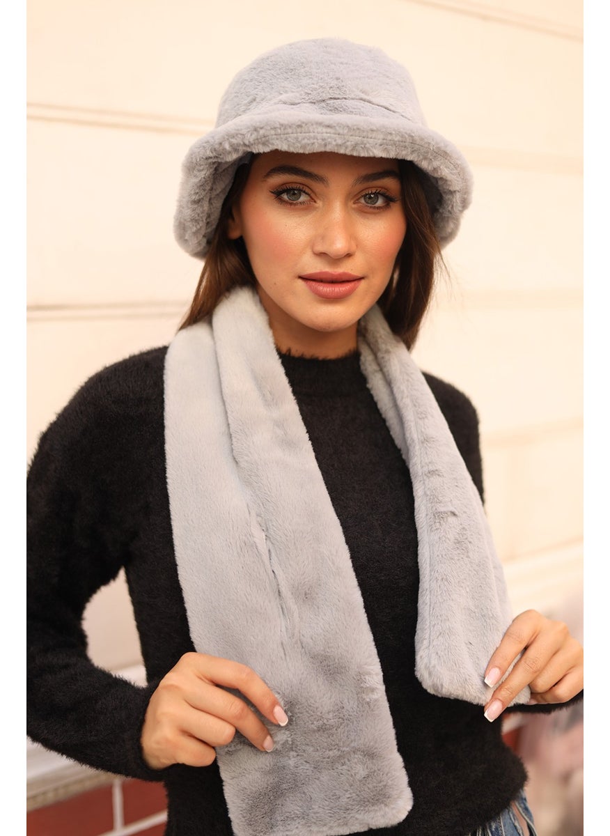 Remsa Mayo Remsa Swimwear Women Plush Scarf Neck Collar Scarf Rkb-01 Gray  - Image 2